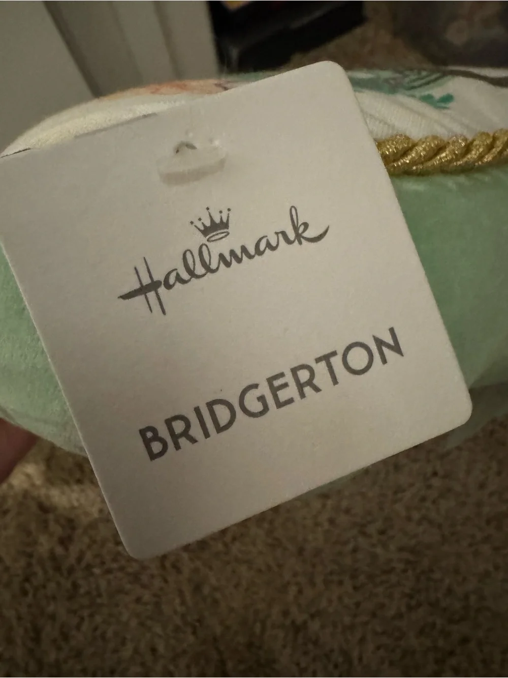 Hallmark x Bridgerton Green Carriage Shaped Decorative Pillow
